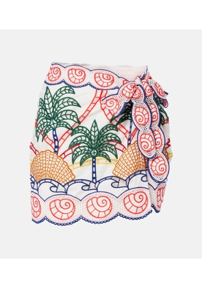 Farm Rio Broderie anglaise cotton wrap skirt