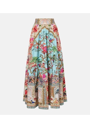 Camilla Embellished floral cotton poplin maxi skirt