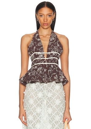 SIEDRES Minila Top in Brown - Brown. Size 36 (also in 38, 40).