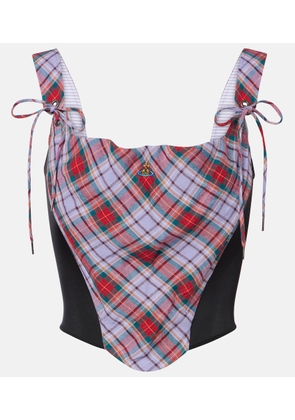 Vivienne Westwood Puppy tartan linen and mesh bustier top