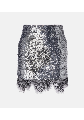 Jacques Wei Lace-trimmed sequined miniskirt