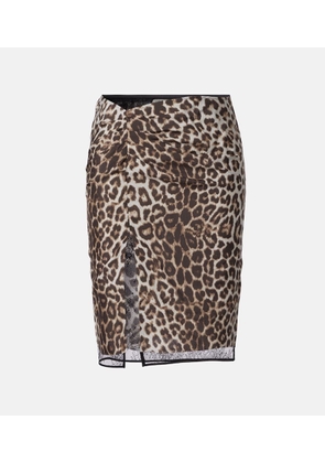 Jacques Wei Leopard-print silk lace midi skirt