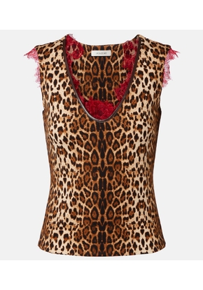 Jacques Wei Lace-trimmed leopard-print top