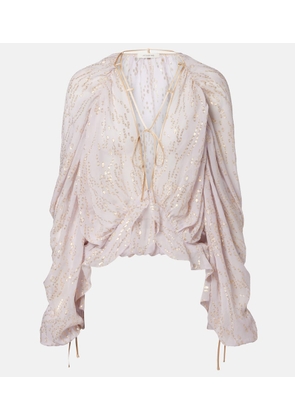 Jacques Wei Ruffled silk-blend shirt