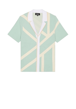 SEROYA Lei Shirt in Sea Glass & Pale Yellow - Mint. Size L (also in S).