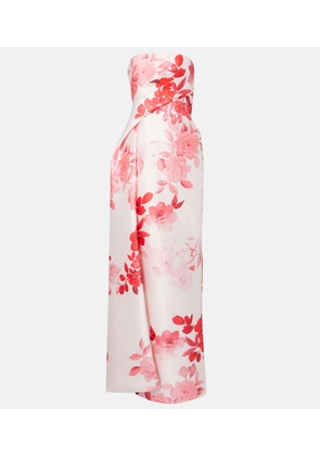 Monique Lhuillier Floral draped satin gown