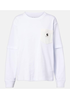 Sacai x Carhartt layered cotton jersey top