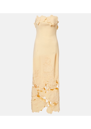 Leo Lin Rayna floral-applique strapless midi dress