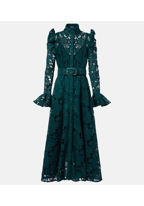 Leo Lin Aliyah belted lace midi dress