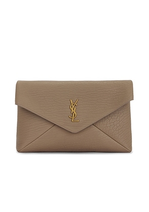 Saint Laurent Large Envelope Pouch in Dusty Grey - Taupe. Size all.