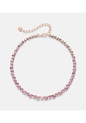 Shay Jewelry Tennis 18kt rose gold necklace with sapphires and diamond