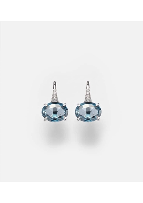 Shay Jewelry 18kt white gold drop earrings with diamonds and topaz