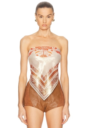 Retrofete Noelle Top in Terracotta Bandana - Metallic Bronze. Size M/L (also in XS/S).