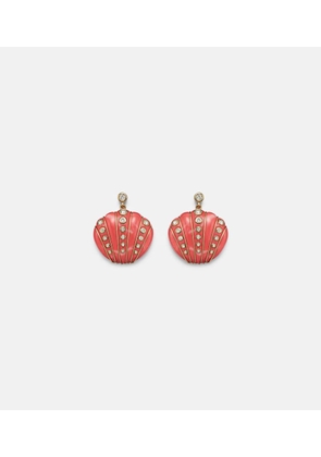 Yvonne Leon Coquillage Corail 9kt gold earrings with diamonds and coral