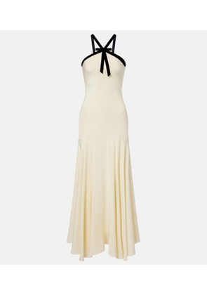Rodarte Velvet-trimmed silk crepe maxi dress