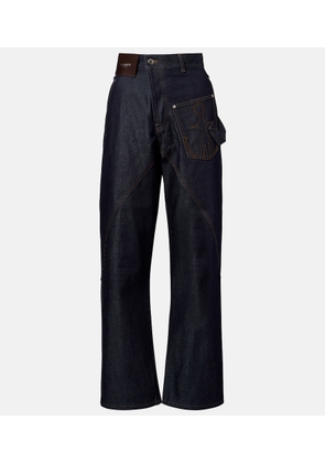 JW Anderson Embroidered high-rise straight jeans