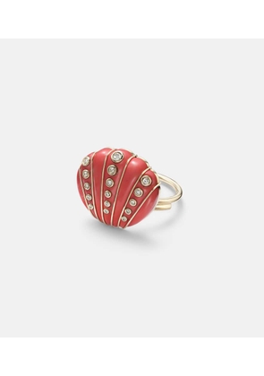 Yvonne Leon Coquillage Corail 9kt ring with diamonds and coral