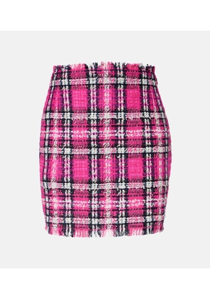 Balmain Checked cotton and wool-blend tweed miniskirt