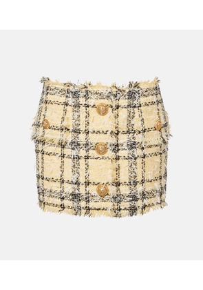 Balmain Sequined cotton-blend tweed miniskirt