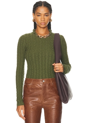 RABANNE Embelished Knit Sweater in Kaki - Green. Size L (also in S, M).