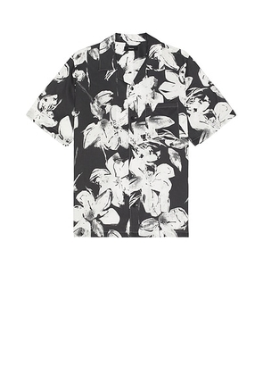Theory Noll Brush Floral Shirt in Carbon & Ivory - Black. Size M (also in S, XXL/2X).