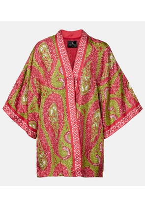 Etro Printed silk twill wrap jacket