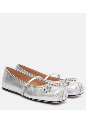 Gucci Gucci Horsebit metallic leather ballet flats