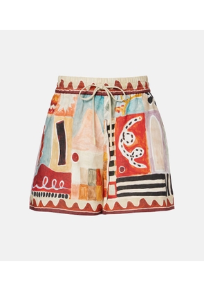 Alemais x LRNCE Michelle printed linen Bermuda shorts
