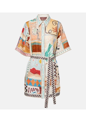 Alemais x LRNCE Michelle printed linen shirt dress