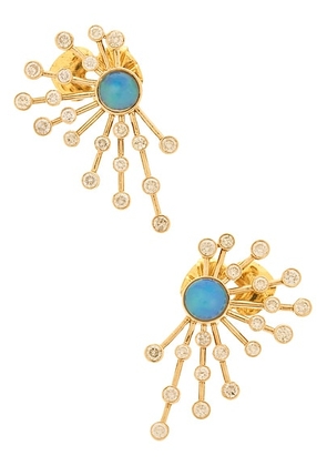 Siena Jewelry Diamond Opal Earrings in 14k Yellow Gold  Opal  & Diamond - Blue. Size all.