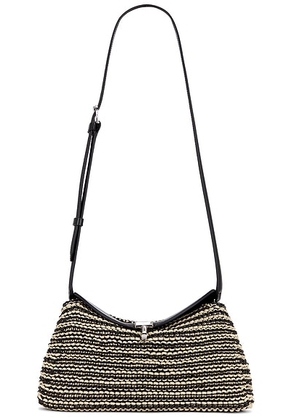 Toteme T-Lock Woven Leather Clutch in Black & Sand - Cream,Black. Size all.
