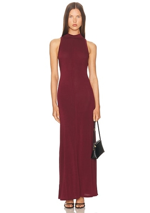 St. Agni Racer Back Jersey Maxi Dress in Currant - Burgundy. Size L (also in M, S, XS).
