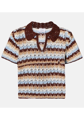 Anna Kosturova Crochet striped cotton polo shirt