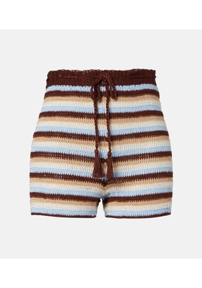Anna Kosturova Striped cotton crochet shorts