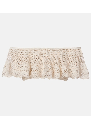 Anna Kosturova Filigree crochet off-shoulder cotton crop top