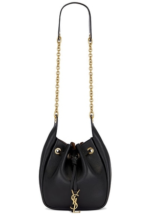 Saint Laurent Cassandre Supple Bucket Bag in Nero & Caramel Cognac - Black. Size all.