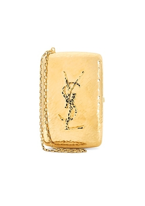 Saint Laurent Mini Minaudiere in Or Papillon - Metallic Gold. Size all.