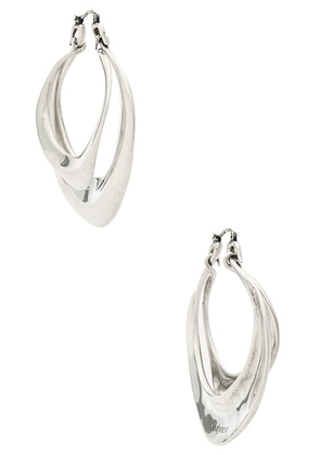 Saint Laurent Double Hoop Earrings in Argent Oxyde - Metallic Silver. Size all.