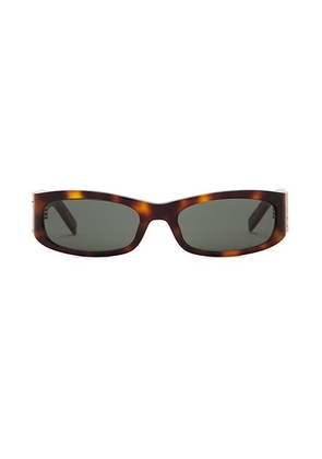 Saint Laurent Rectangular Sunglasses in Havana & Grey - Brown. Size all.