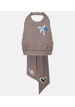 Alemais Sirocco embroidered striped cotton crop top