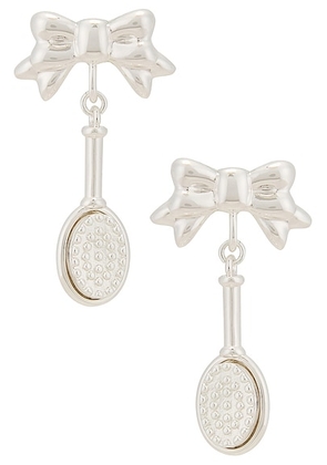 Sandy Liang Hairbrush Earrings in Silver - Metallic Silver. Size all.
