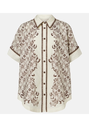 Alemais Printed cotton and silk bowling shirt