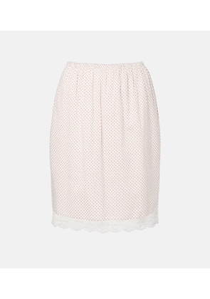 Posse Marlowe lace-trimmed polka-dot cotton midi skirt