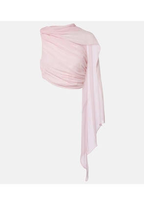 Posse Solene gathered scarf-detail mesh top