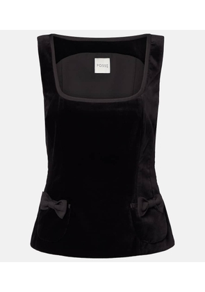 Posse Quincy bow-detail cotton velvet top