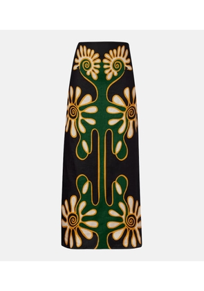 Cala de la Cruz Celina printed linen midi skirt