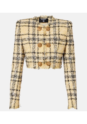 Balmain Cropped sequined tweed jacket