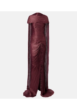 Marmar Halim Draped pleated scarf-detail gown