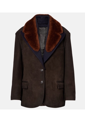 Prada Shearling-trimmed suede jacket