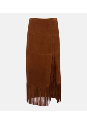 Polo Ralph Lauren Fringed suede midi skirt